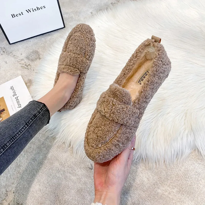 Alice | Stylish Fuzzy Winter Loafers