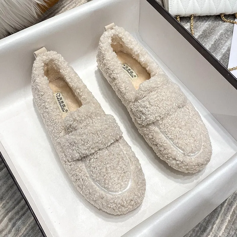 Alice | Stylish Fuzzy Winter Loafers