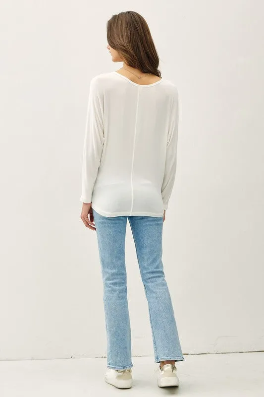 Alicia Batwing Long Sleeve Top White