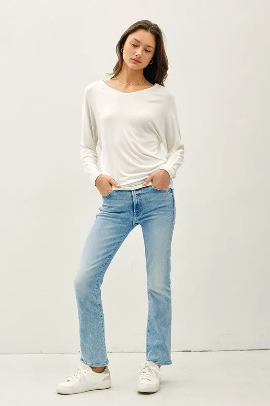 Alicia Batwing Long Sleeve Top White