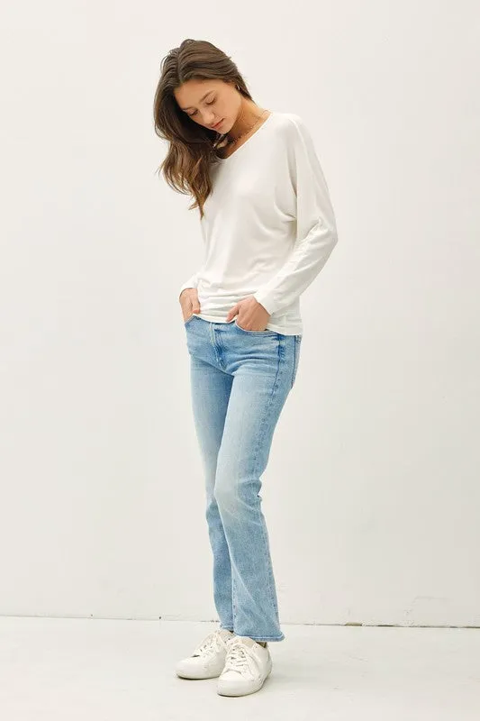 Alicia Batwing Long Sleeve Top White