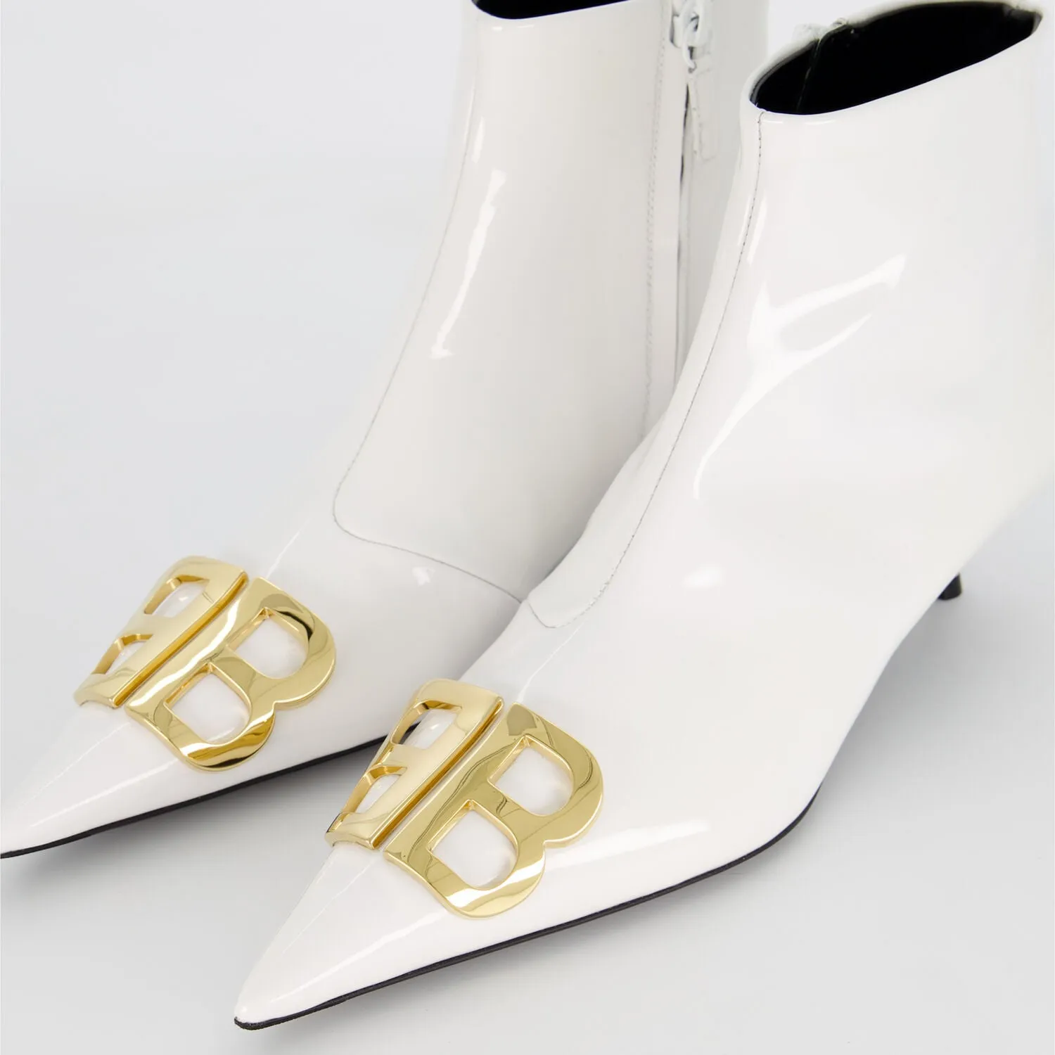 BALENCIAGA  White Leather Patent Boots