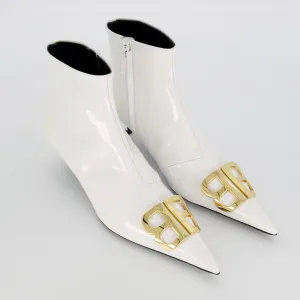 BALENCIAGA  White Leather Patent Boots