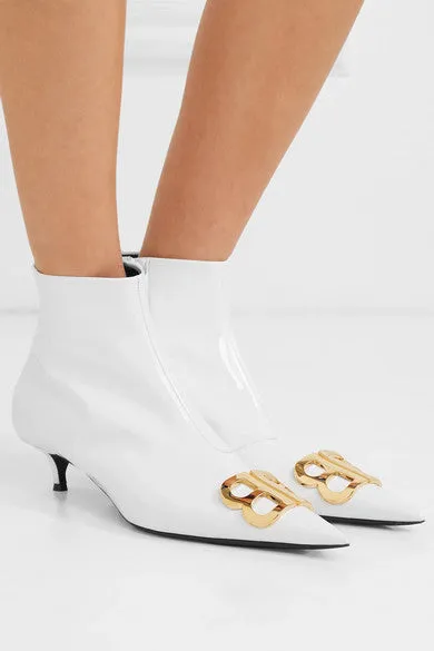 BALENCIAGA  White Leather Patent Boots