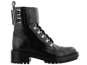 Balmain Ankle Strap Leather Boots