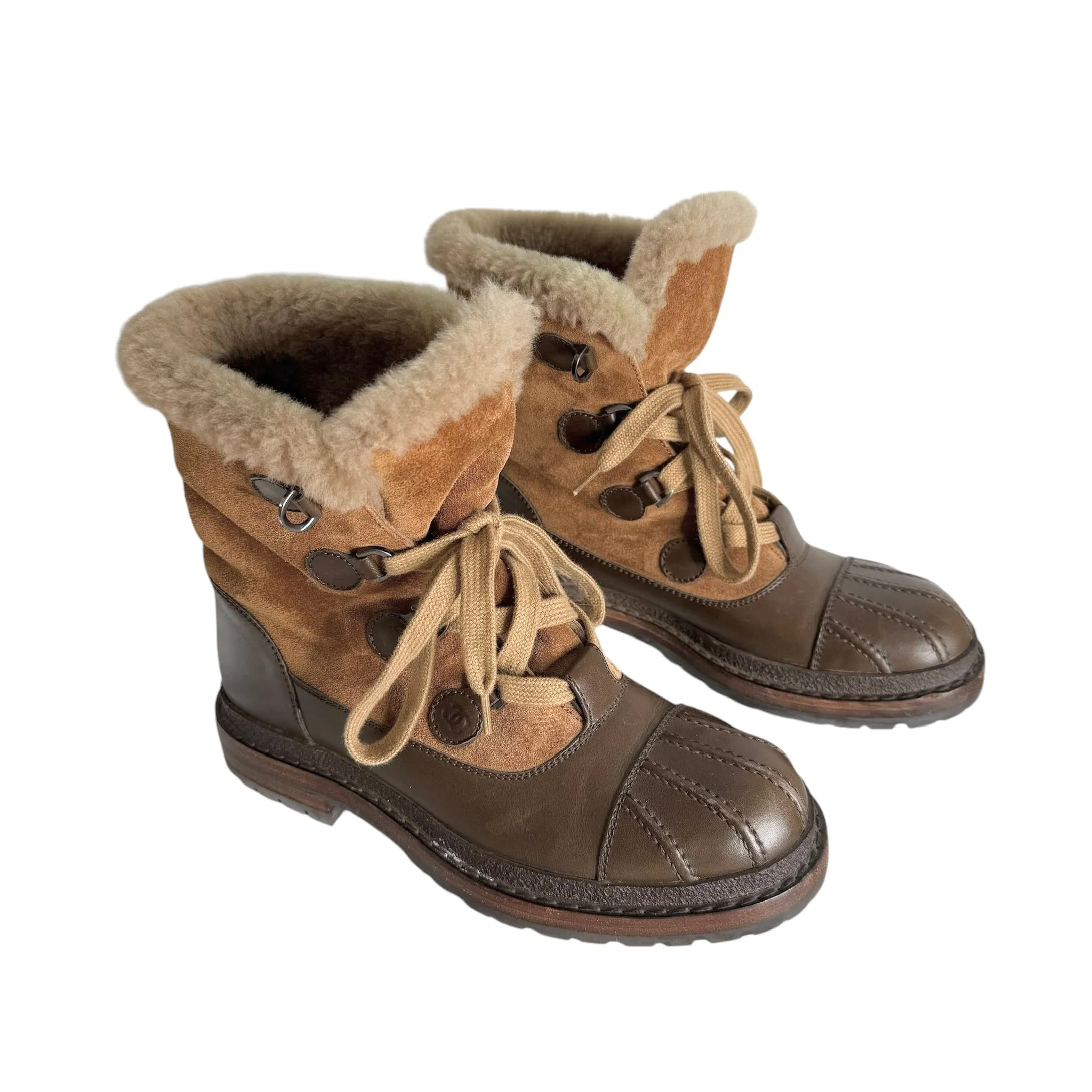 Brown Suede & Shearling Boots - 8