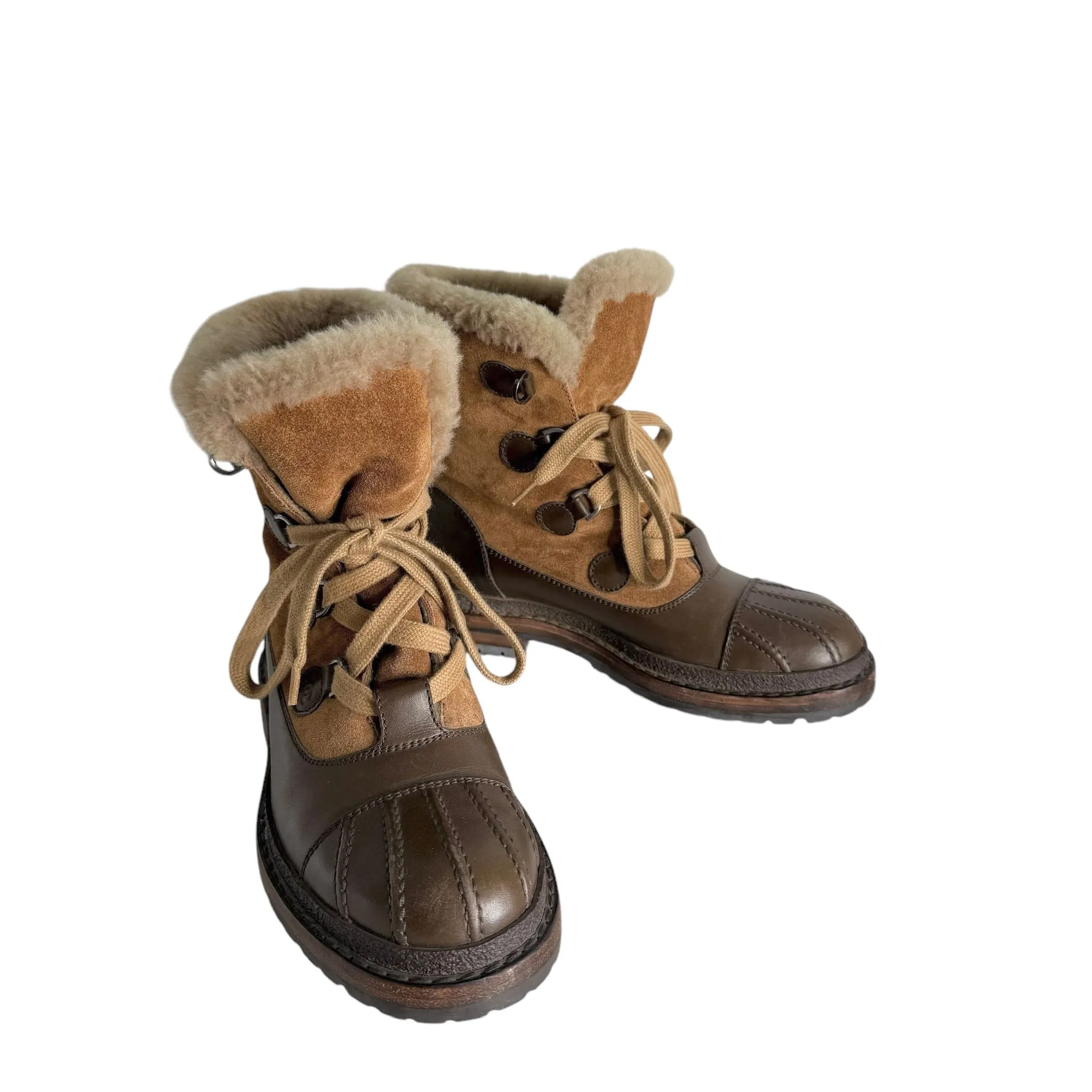 Brown Suede & Shearling Boots - 8