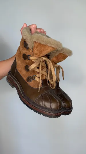 Brown Suede & Shearling Boots - 8