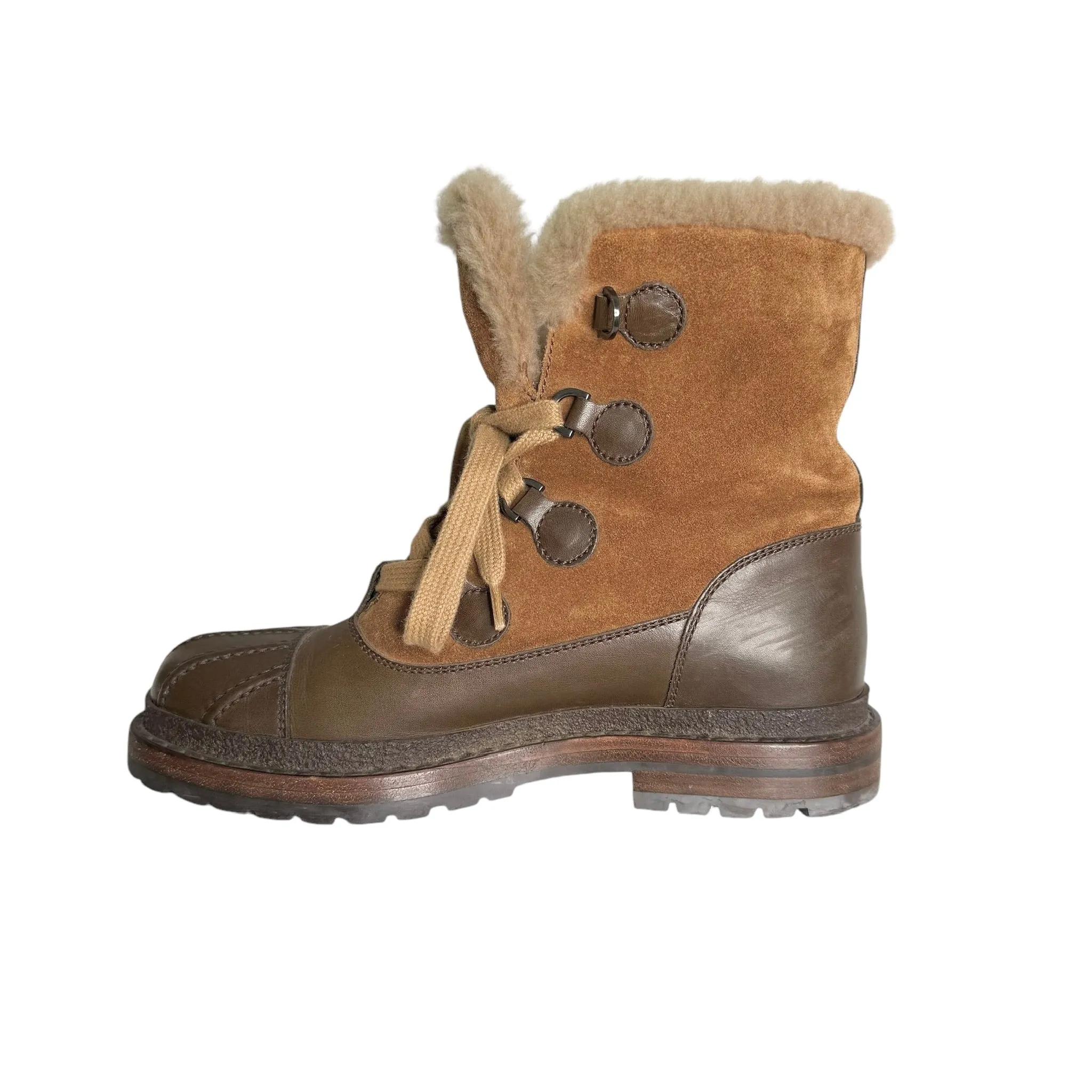 Brown Suede & Shearling Boots - 8