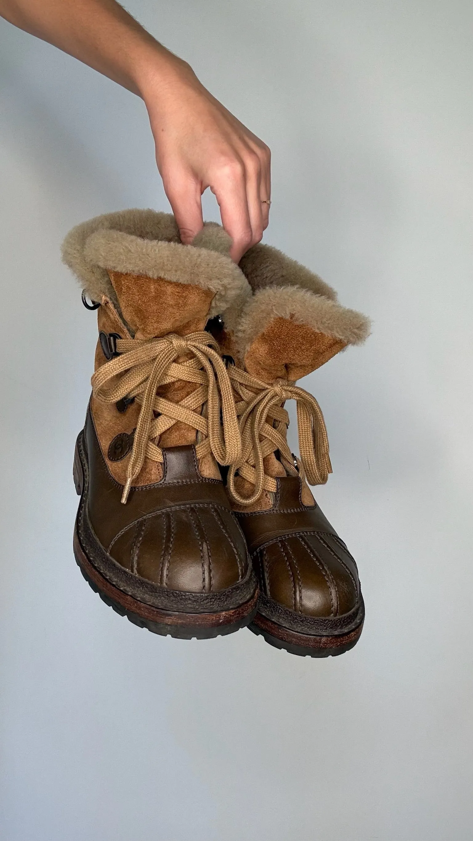Brown Suede & Shearling Boots - 8