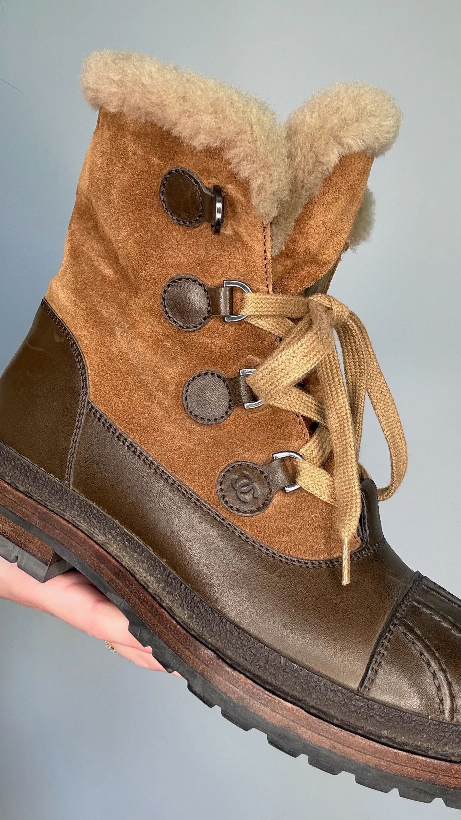 Brown Suede & Shearling Boots - 8