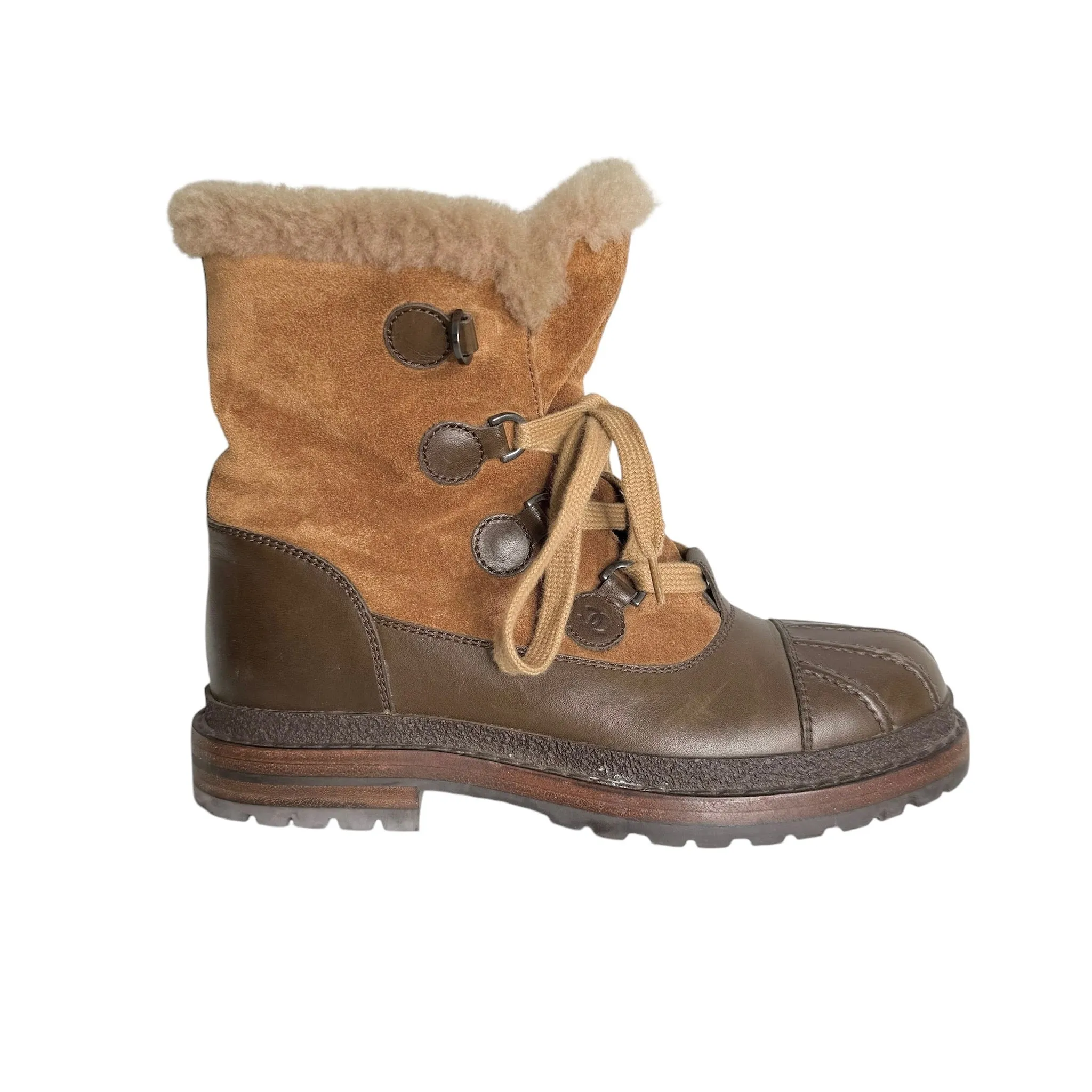 Brown Suede & Shearling Boots - 8