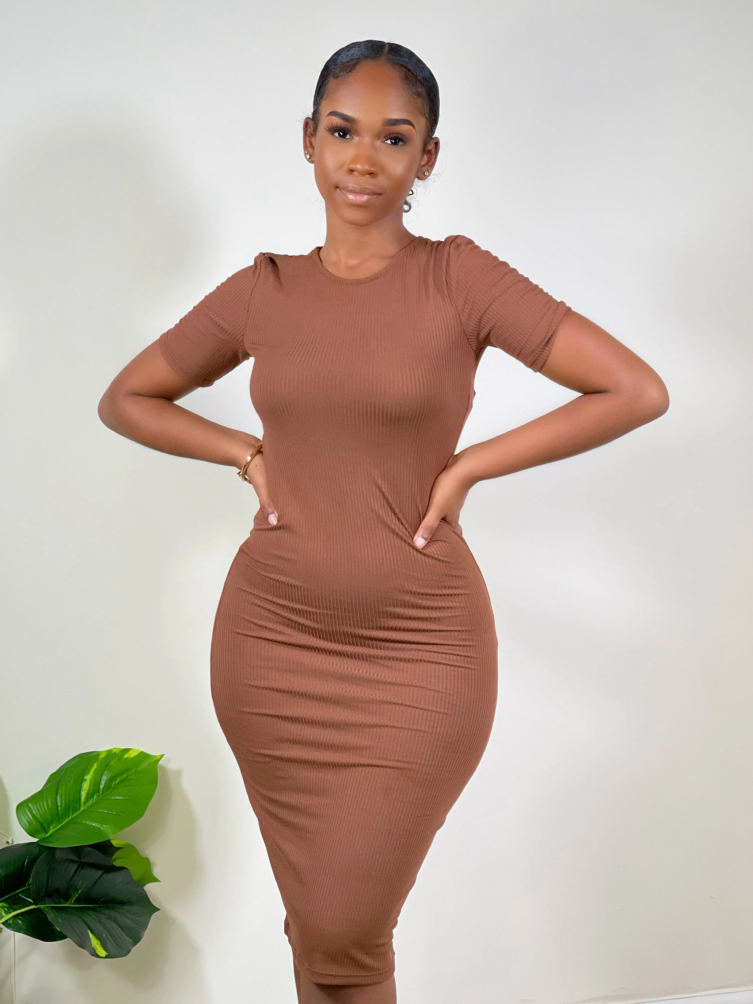 Chill With Me Midi Dress-Brown