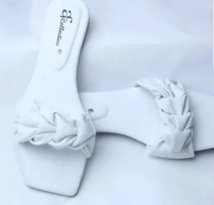 Classy women Sandals white|Girls Sandals For Party Wear|Flat Slippers|by slipperfeet