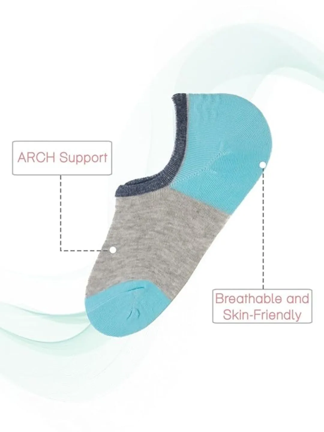 Color-Blocked Low-Cut Invisible Socks for Boys- Blue, Black & Navy