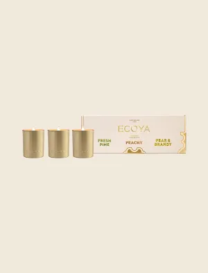Ecoya Mini Goldie Trio - Fresh Pine, Pear & Brandy, Peachy