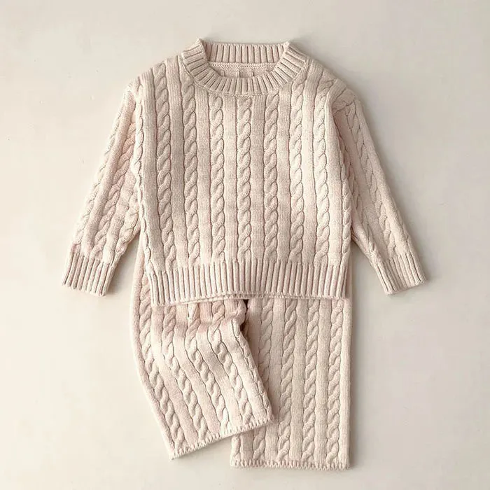 Girls Knit Sweater and Wide Leg Pants Set