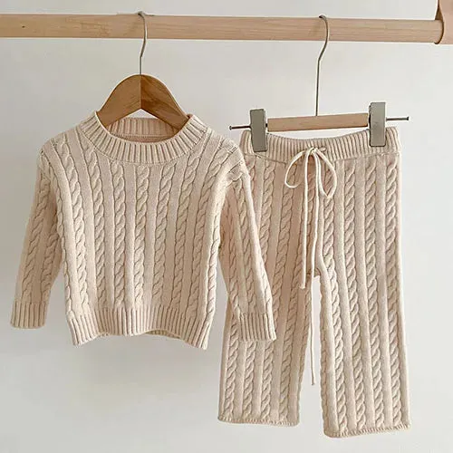 Girls Knit Sweater and Wide Leg Pants Set