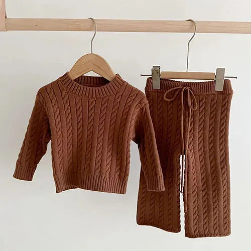 Girls Knit Sweater and Wide Leg Pants Set