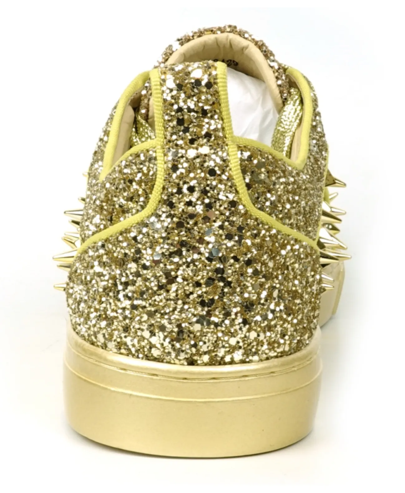 Gold Glitter Gold Spikes Low Cut Sneaker Encore by Fiesso