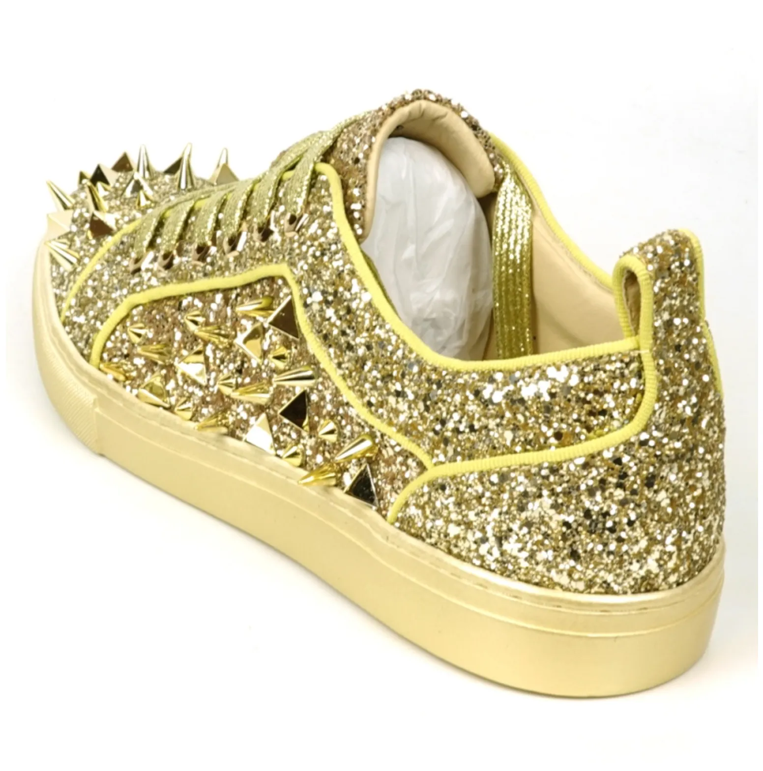 Gold Glitter Gold Spikes Low Cut Sneaker Encore by Fiesso