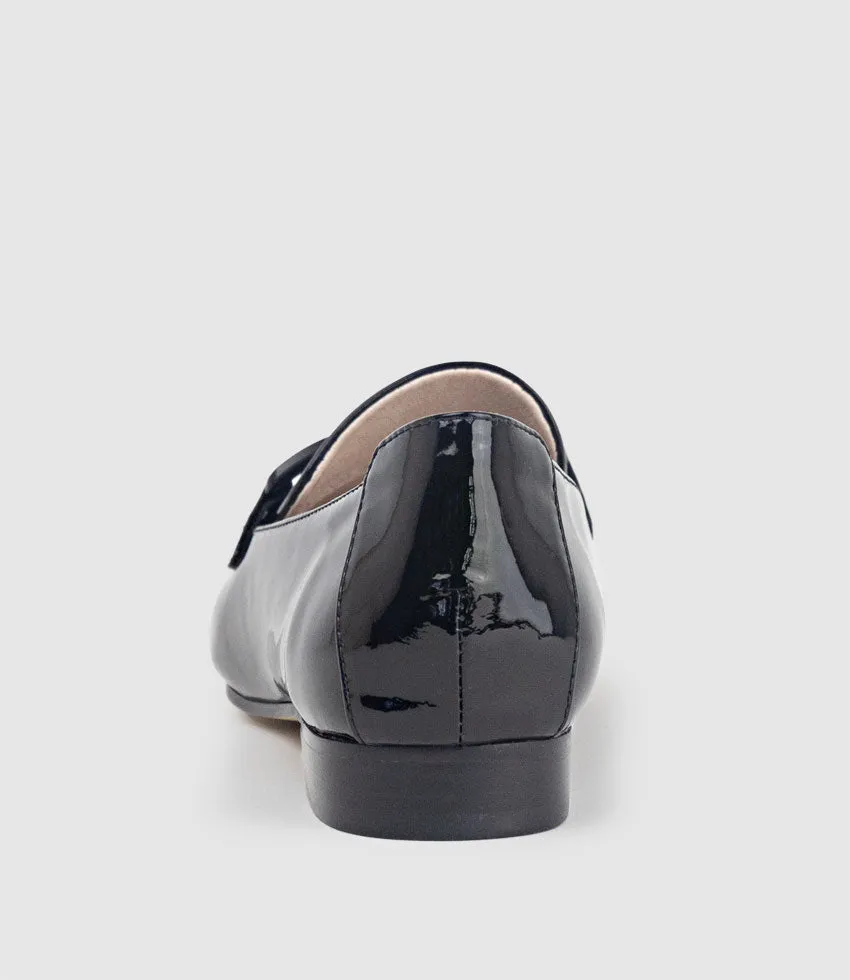 GRADY Moccasin with Hardware in Black Patent
