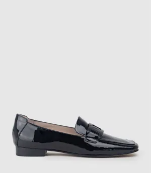 GRADY Moccasin with Hardware in Black Patent