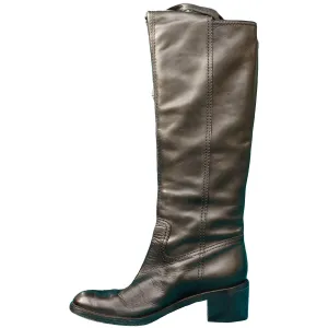 GUCCI BLACK LEATHER KNEE HIGH RIDING BOOTS WITH TASSELS