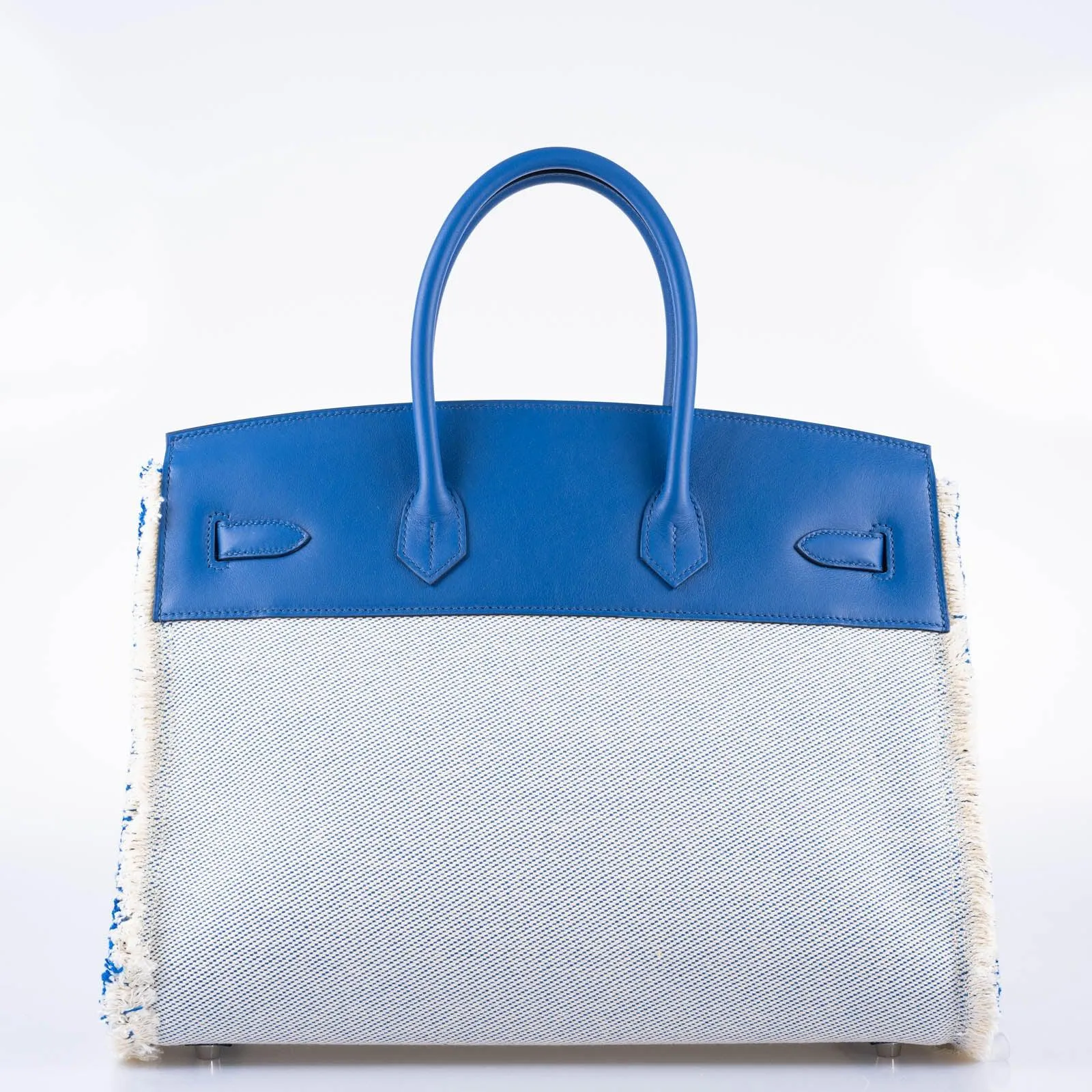 Hermès Fray Fray Birkin 35 Sellier Bleu France Swift and Twill H Canvas Palladium Hardware