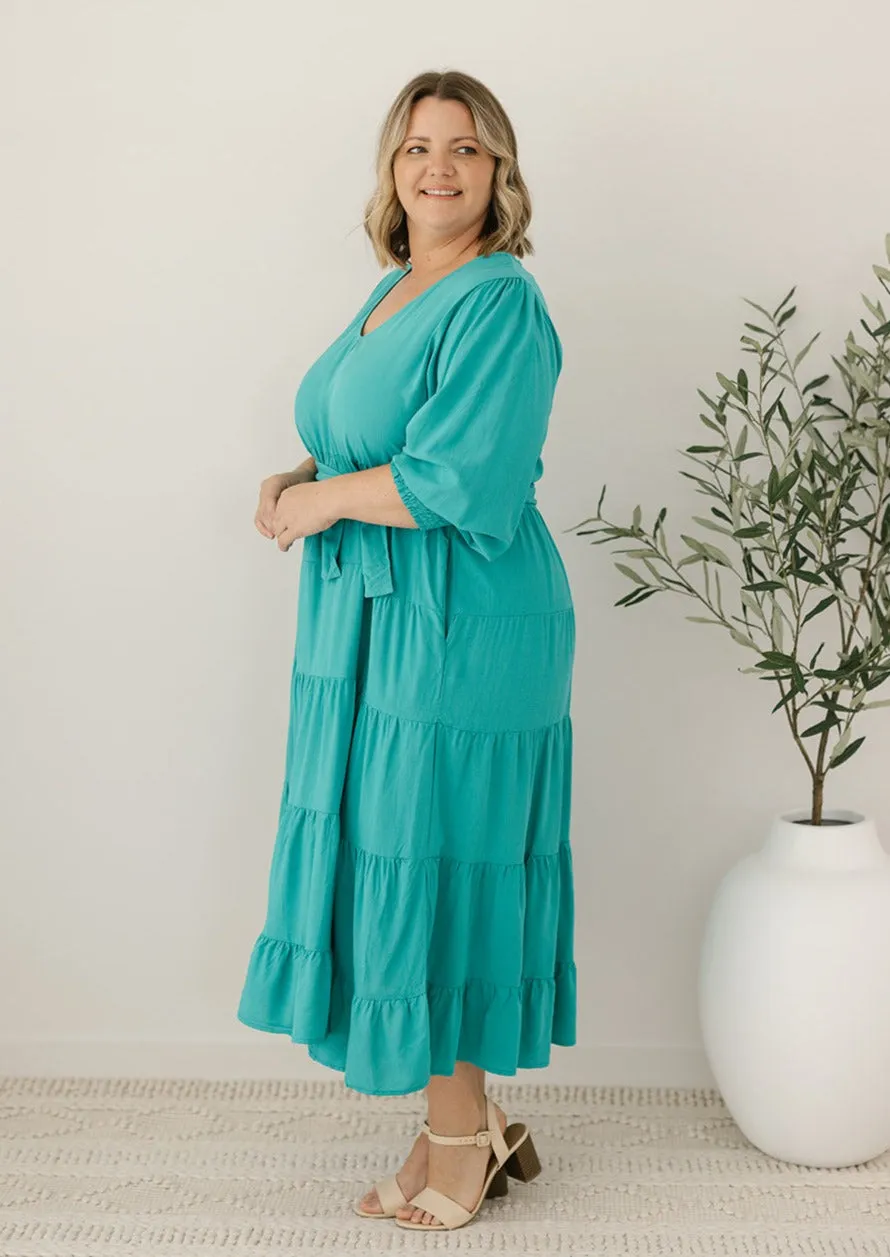 Jemma Midi Dress in Emerald