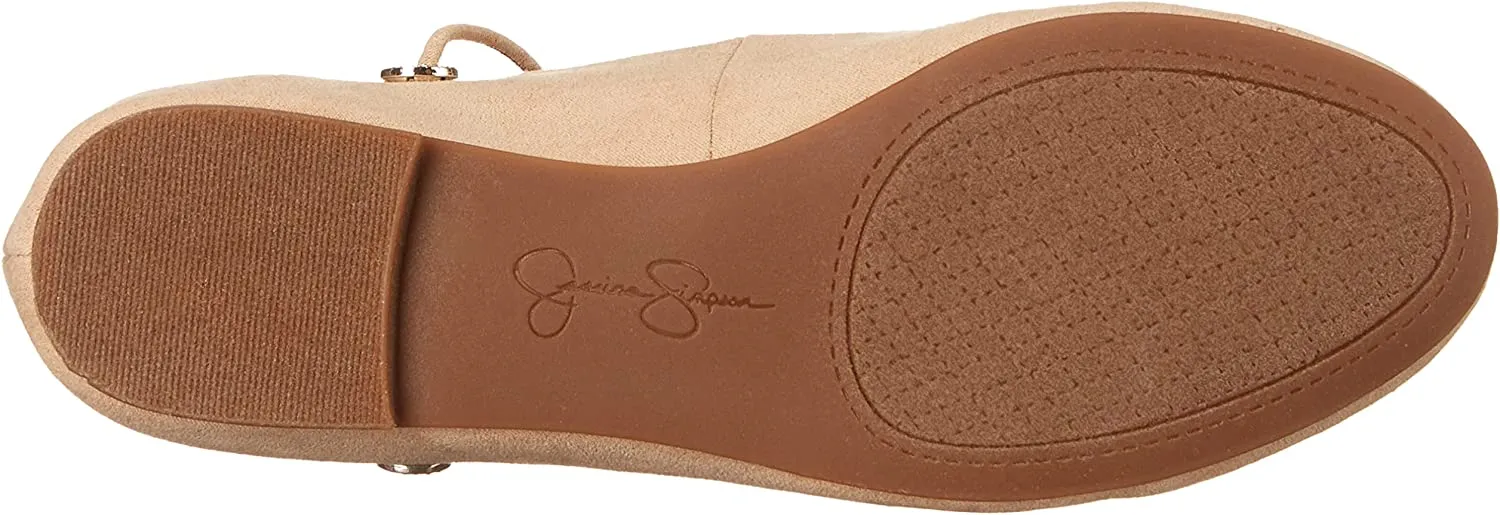 Jessica Simpson Bingley Almond Nude Rounded Toe Tie Up Suede Ballet Flat