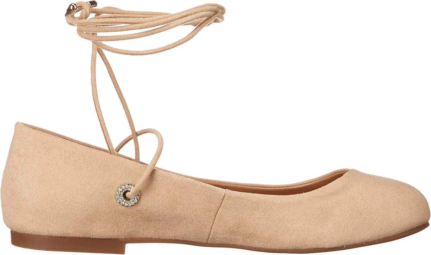 Jessica Simpson Bingley Almond Nude Rounded Toe Tie Up Suede Ballet Flat