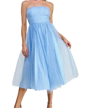 Lucienne Tulle Strapless Dress in Blue | Blue