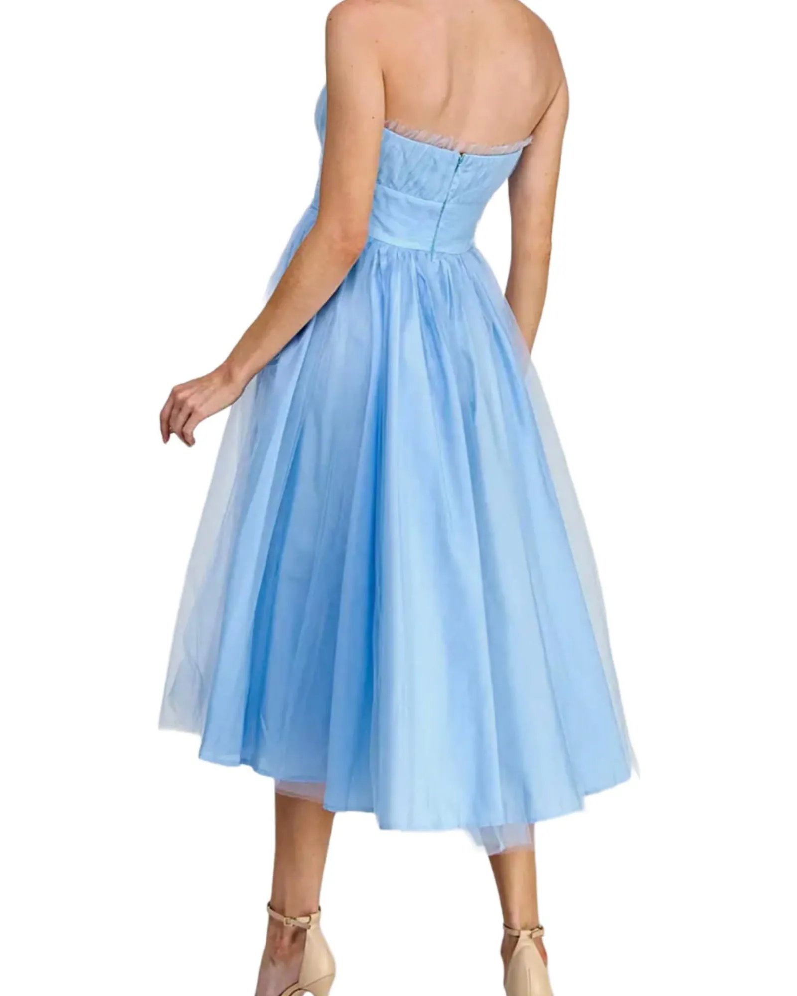 Lucienne Tulle Strapless Dress in Blue | Blue