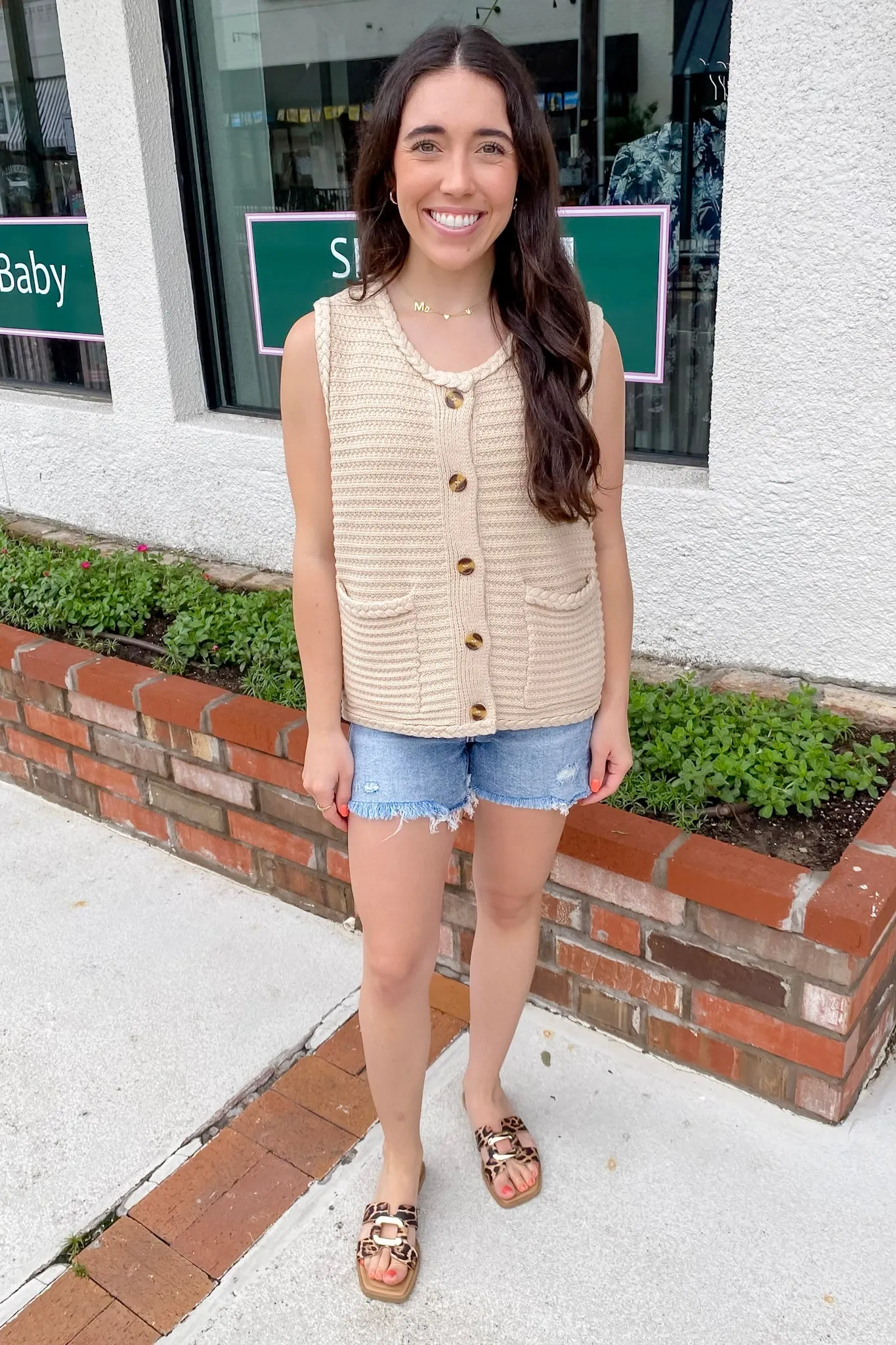 Make Me Want To Button Up Taupe Top