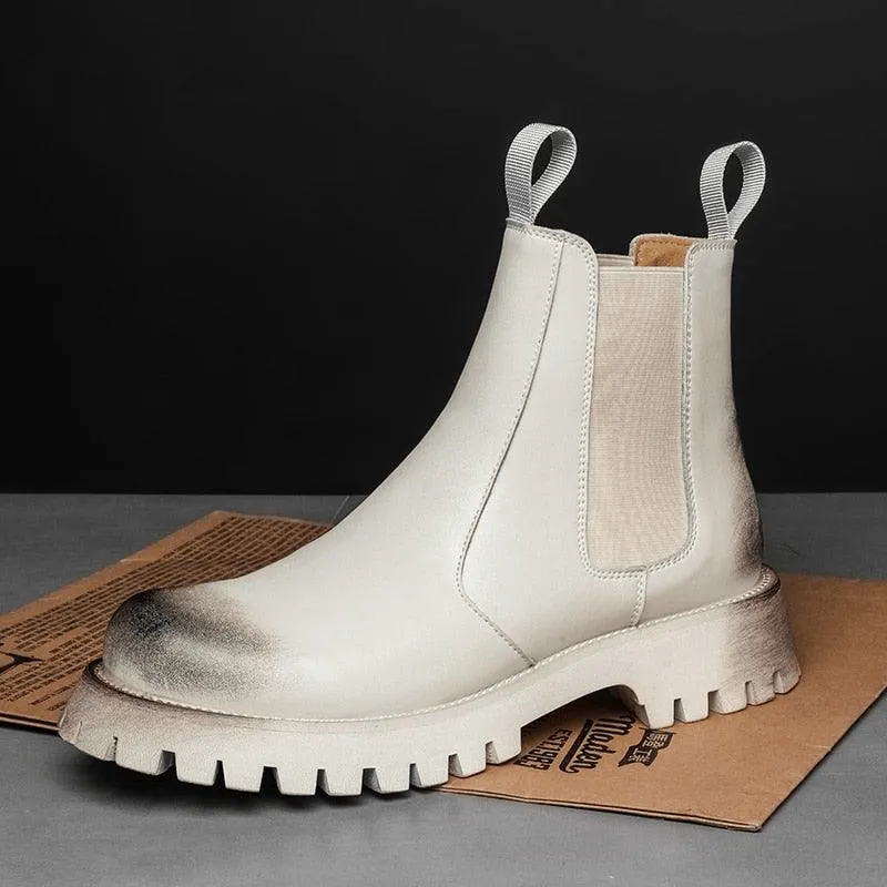 Men's British Designer PU Leather Chelsea Boots