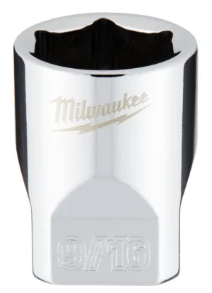 Milwaukee 45-34-9010 Socket, 9/16 in Socket, 1/4 in Drive, 6-Point, Chrome Vanadium Steel, Chrome :CD: QUANTITY: 1