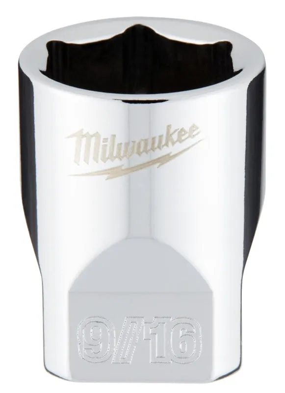 Milwaukee 45-34-9010 Socket, 9/16 in Socket, 1/4 in Drive, 6-Point, Chrome Vanadium Steel, Chrome :CD: QUANTITY: 1
