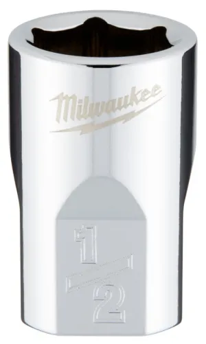 Milwaukee 45-34-9064 Socket, 1/2 in Socket, 3/8 in Drive, 6-Point, Chrome Vanadium Steel, Chrome :CD: QUANTITY: 1