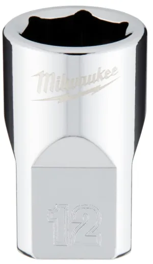 Milwaukee 45-34-9082 Socket, 12 mm Socket, 3/8 in Drive, 6-Point, Chrome Vanadium Steel, Chrome :CD: QUANTITY: 1