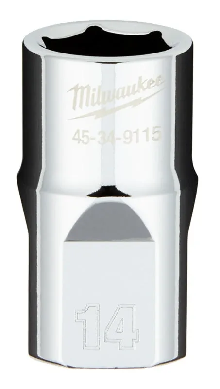 Milwaukee 45-34-9115 Socket, 14 mm Socket, 1/2 in Drive, 6-Point, Chrome Vanadium Steel, Chrome :CD: QUANTITY: 1