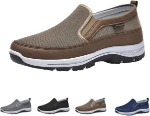 Orthowalkway Mens Shoes, Casual Orthopedic Sneakers for Men, Outdoor Walking Boots Shoes Slip-on Flats Arch Support