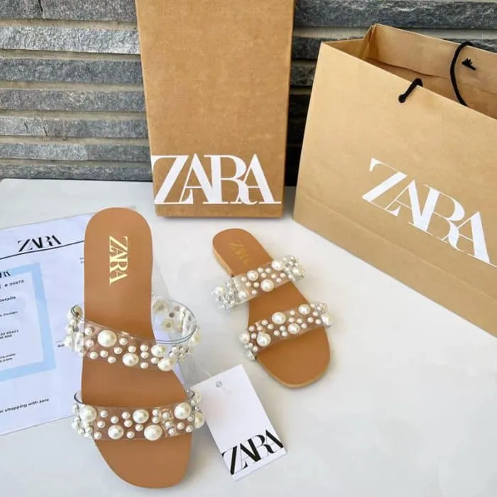 Pearl Ladies Shoes – Women White Pearl Casual Slippers Flat Shoes- #10381 #22