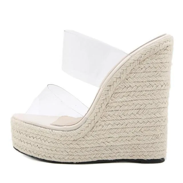 Peep Toe Cane Platform High Heels