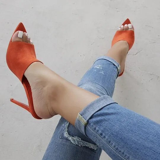 Pointed Stiletto High Heel 12.5CM Slippers Shoes