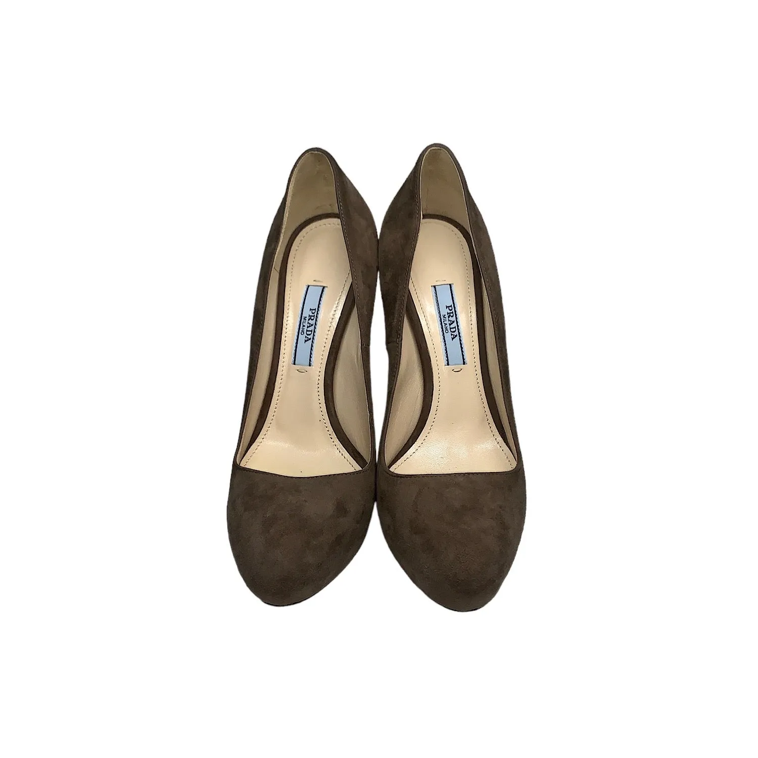 Prada Camoscio Basic Platform Visone Grey Suede Pumps - Sz. 36.5