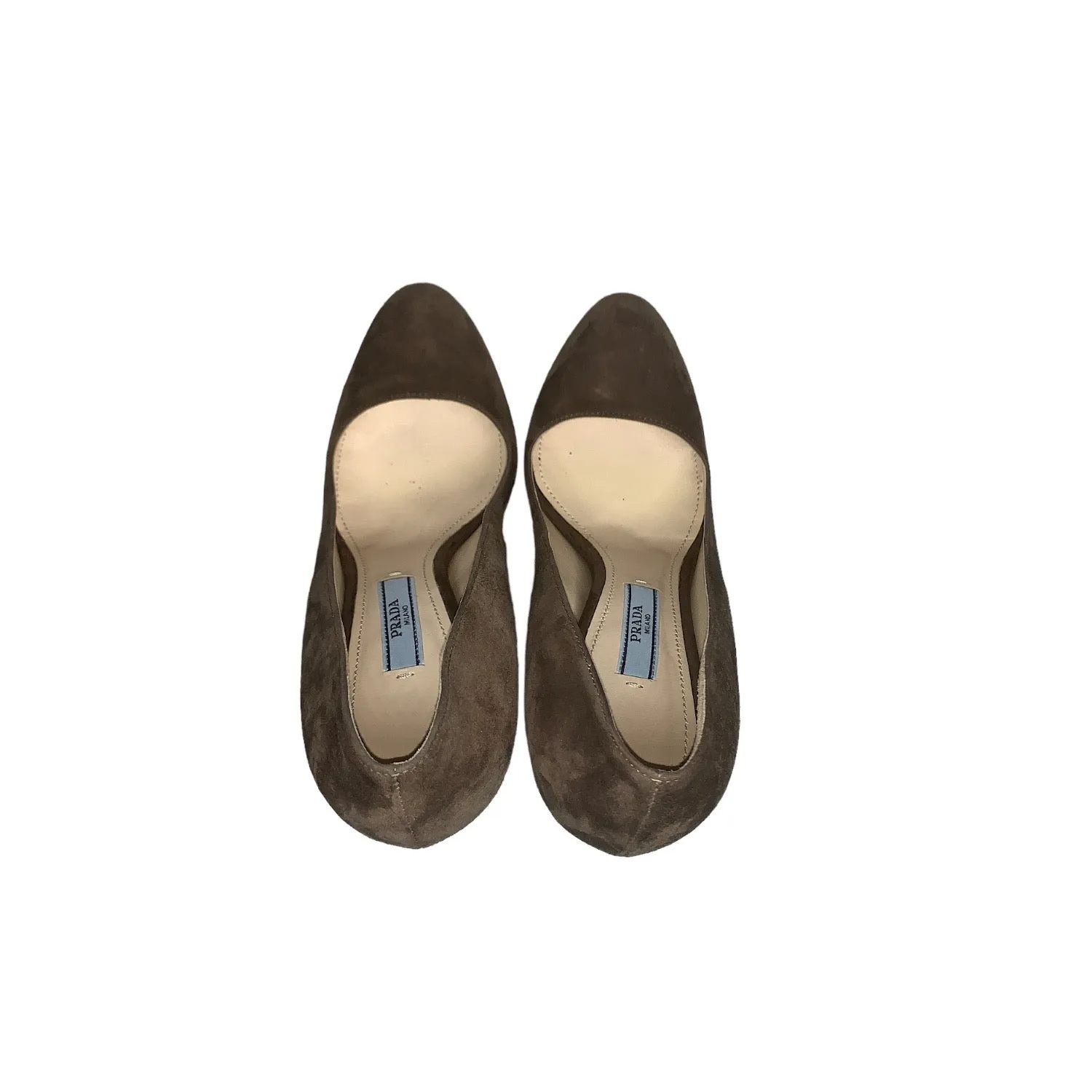 Prada Camoscio Basic Platform Visone Grey Suede Pumps - Sz. 36.5