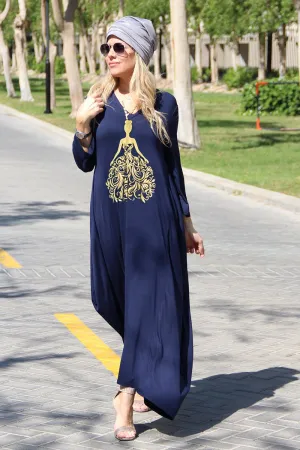 Princess Long V-Neck Cotton Dress