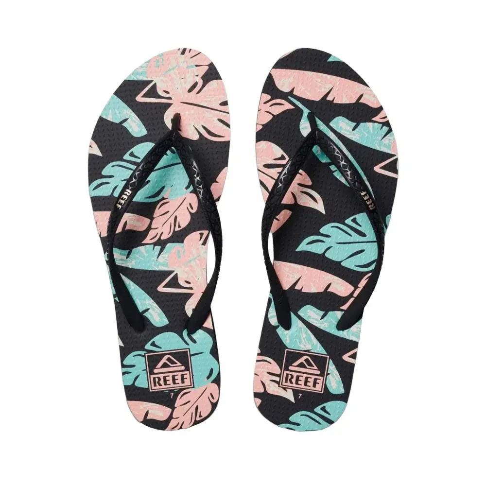 REEF Women's Seaside Prints Sandals Neon Monstera