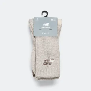 Ribbed Cuff Mid Calf Socks 2 Pack - Grey